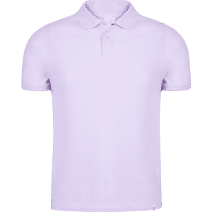 A lilac Men's polo shirt with a classic collar and a logo on the front.