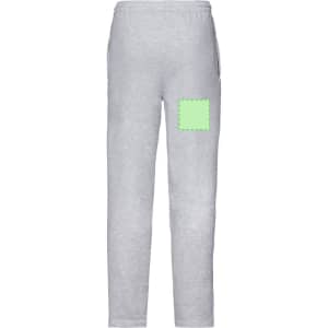 Lightweight open hem trousers in grey featuring side pockets and a square patch on the leg.