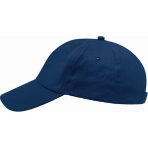A navy blue sport cap with a curved brim and an adjustable strap at the back. It features a logo on the front.