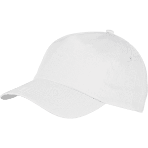 A white sport cap with a curved brim and an adjustable strap at the back. It features a logo on the side.