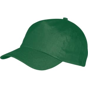 A green sport cap featuring a curved brim and a logo on the front.