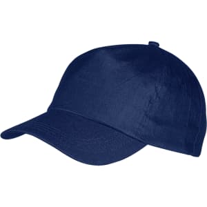 A navy blue sport cap with a curved brim and a structured design, featuring a logo on the front.