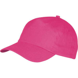 A pink sport cap featuring a curved brim and a simple design, with a branding logo.