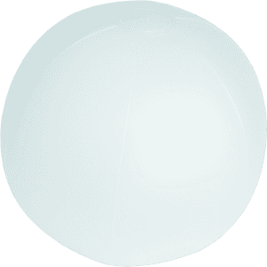 A white beach ball with a smooth surface and a small valve for inflation.