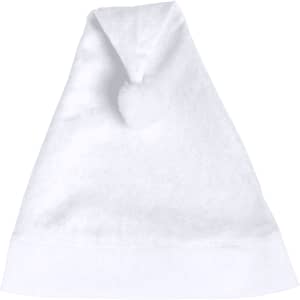 A white Christmas hat made of soft material with a pom-pom on top. It has a wide, folded brim.