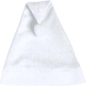 A white Christmas hat with a pom-pom on top, designed for festive celebrations.