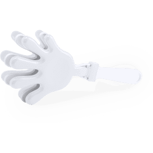 A novelty product in white resembling a hand, featuring multiple extended fingers and a strap.