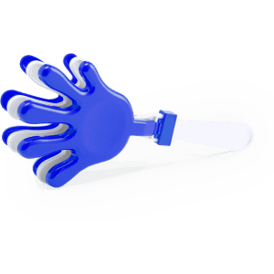 A blue novelty hand with white fingers, designed as a playful promotional product for fun and games.