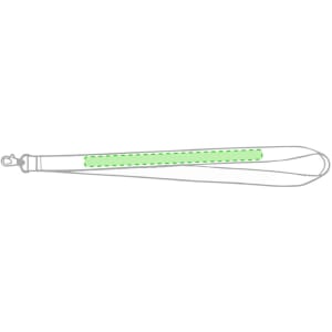 A green neck lanyard with a clip, designed for holding items like ID cards or keys.