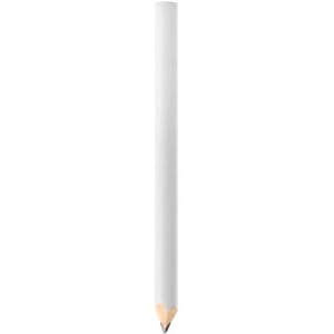 A grey-lead pencil with a white body and sharpened tip. The product features a logo on the body.