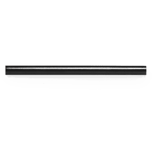 A long black grey-lead pencil with a simple design and a branding logo at one end.