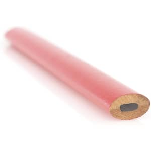 A pink-grey lead pencil with a wooden core, featuring a smooth cylindrical shape and a pointed tip.