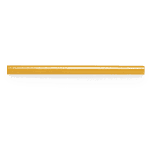 A grey-lead pencil in yellow with a transparent casing and a branding logo.