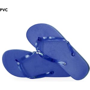 Blue Salti flip flops with a textured sole and matching straps, featuring a logo on the upper strap.