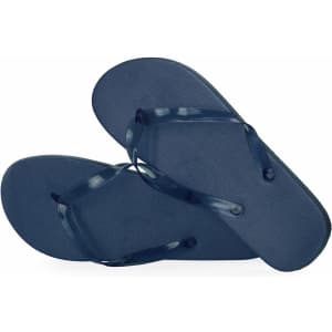 Navy blue Salti flip flops with a textured sole and a simple thong design, featuring a logo on the strap.
