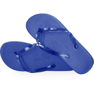 A pair of blue Salti Flip Flops featuring a textured sole and matching straps, with a logo on one strap.