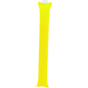 Bright yellow cheering stick with a smooth surface and a top opening, designed for fun and novelty use.