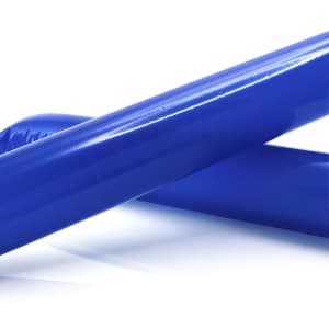 Two blue cheering sticks are crossed, made of a shiny plastic material, with a logo visible on one side.