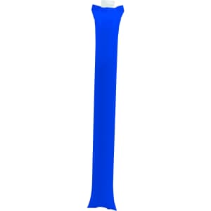 A blue cheering stick with a white closure at the top, featuring a logo. Ideal for events and promotions.