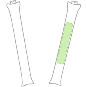 Green stick cheering sticks with a hollow centre, designed for novelty use; features a simple outline with a slight curve.