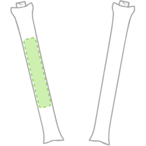 Cheering sticks in white and green, featuring a logo, designed for fun and games.