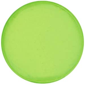 A bright green Frisbee with a smooth surface, featuring a circular shape and an edge trim.