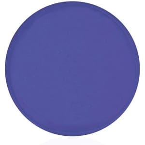 A purple frisbee with a smooth surface and a rounded shape, featuring a logo in the centre.
