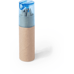 A Baby Set containing grey-lead pencils, housed in a transparent blue casing with a cardboard base.