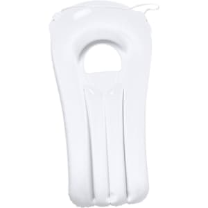 A white inflatable air mattress with a handle, featuring a streamlined design for leisure use outdoors.
