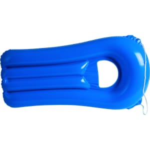 A bright blue inflatable wave air mattress with a handle and three channels for added comfort.