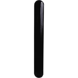 A shiny black reflective bracelet with smooth, rounded edges and a subtle logo.