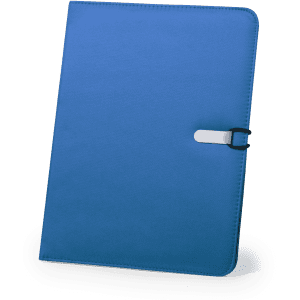 A blue Neco Folder with a secure closure and a smooth finish, designed for office and business use.