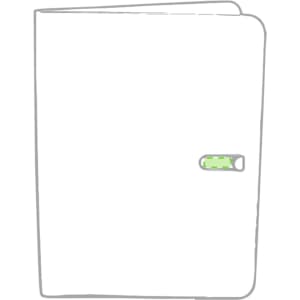 A white Neco Folder with a green accent, featuring a pocket and a logo. Ideal for office or business use.