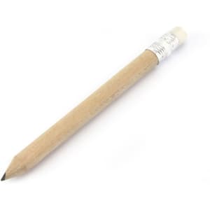 A grey-lead pencil with a wooden barrel and an eraser on one end. The pencil also features a silver ferrule.