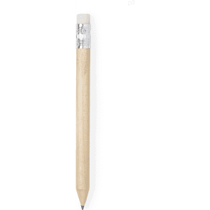 A grey-lead pencil with a silver ferrule and white eraser, featuring a natural wood finish.