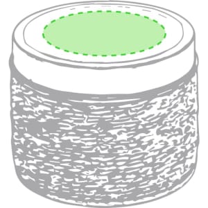 A textured cylindrical candle with a green top and a woven appearance, featuring a simple branding logo.