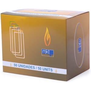 A box of plain lighters, featuring a simple design and a logo, in a gold and beige colour scheme.