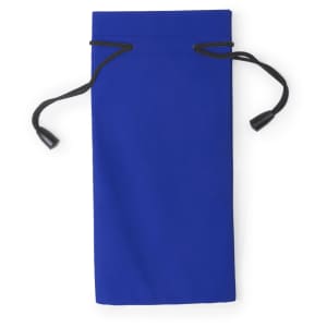 A bright blue pouch with a drawstring closure, featuring a discreet logo. Ideal for organising small items.