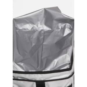 A grey insulated cooler bag with a zip closure and a waterproof interior liner. It features a black trim and handle.