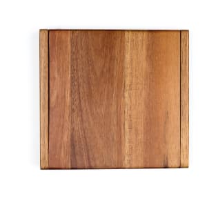 A wooden clamshell cheese board with a natural finish, featuring smooth edges and a simple design.