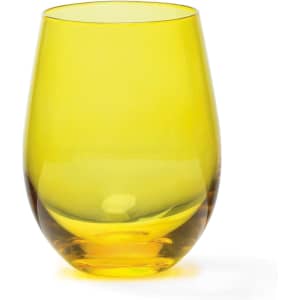 A yellow wine glass with a smooth, rounded shape and a thick base, featuring a glossy finish.