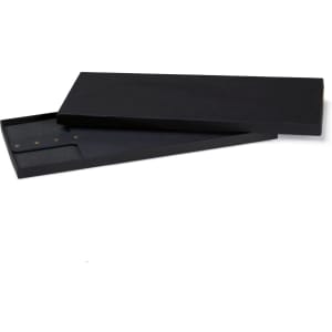 A black Napoli serving board with a sleek design, accompanied by a matching lid. It features a logo.