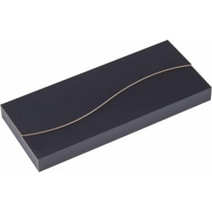 A sleek black box with a curved band, designed to hold a steak knife set.