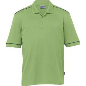 A green Dri Gear Matrix Polo shirt for men, featuring short sleeves and a subtle branding logo.