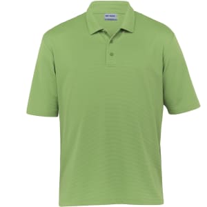 A light green polo shirt for men, featuring a collar and buttons, with a logo present.
