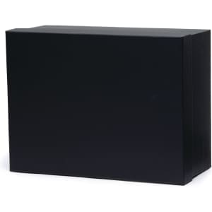 A black gift box with a simple design, suitable for packaging a tea set or similar items.