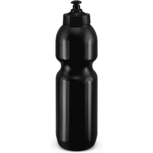 A drink bottle in a sleek black design with a flip-top cap for easy sipping.
