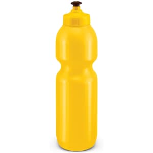 A drink bottle in a vibrant yellow color with a sports cap.