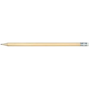 A grey-lead pencil with a wooden body and a silver ferrule at one end.
