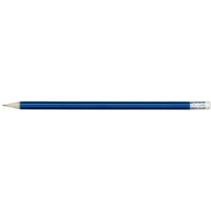 A HB pencil with a blue outer casing and a standard sharpened tip.